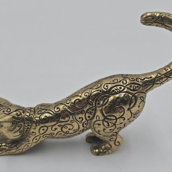 Vtg Franklin Mint Curio Cabinet Cat‎ Collection Figurine Asian 1986 Brass Etched - Picture 4 of 15